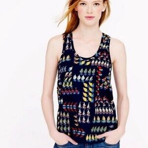 J. Crew Tank Top Regatta Sailboat Printed Lightweight Women Boat Nautical